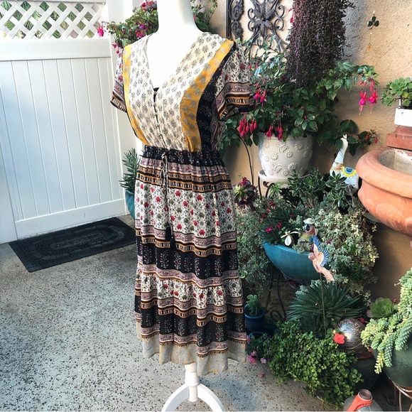 Anthropologie One September Provençal BOHO MIDI Dress Size Extra Small - Picture 9 of 14